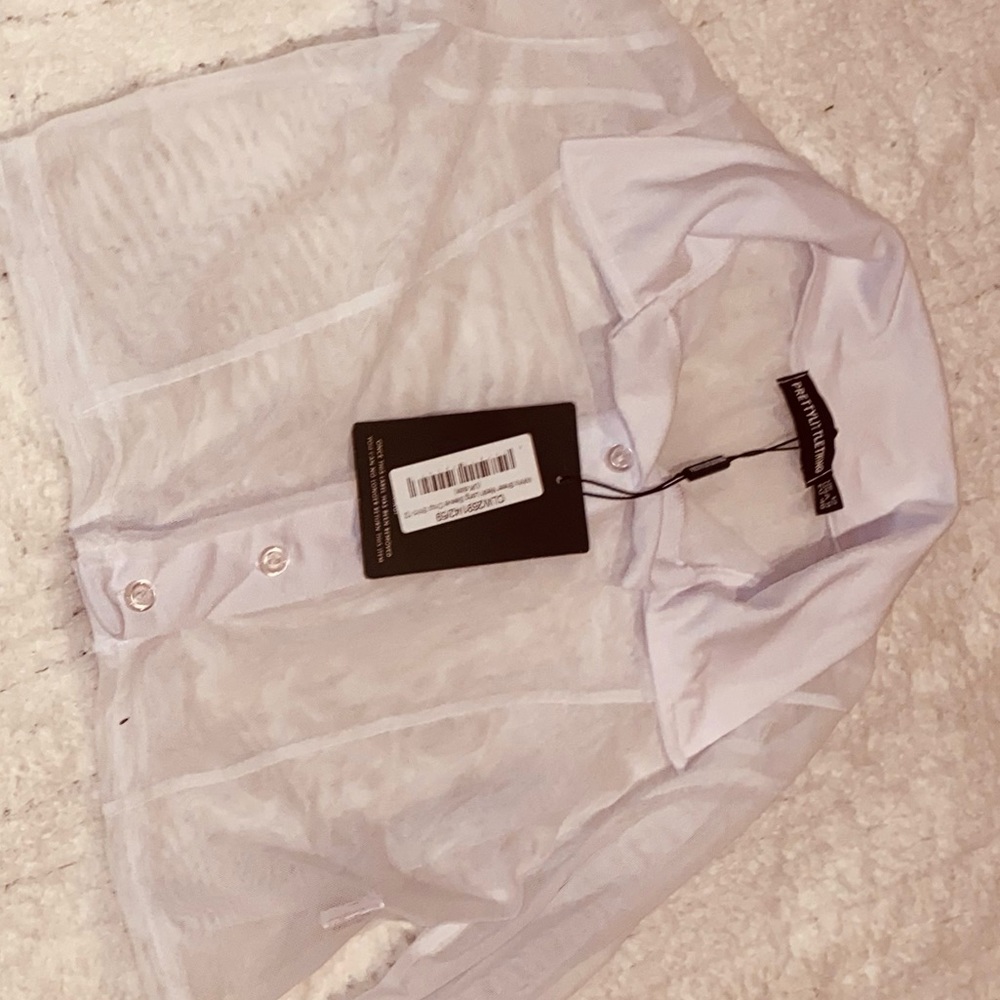 White sheer button up